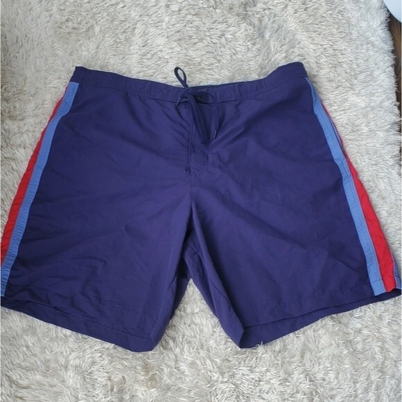 Lands End Blue Red Striped Mens Boardshorts - Picture 1 of 11